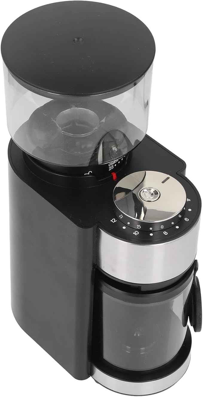 Haofy Coffee Bean Grinder, 150W Electric Burr Steel Blades Coffee Grinder with 25 Grind Setting, Blower, for Pot Siphon Pot French Press Pour Over Pot (US Plug 110V)