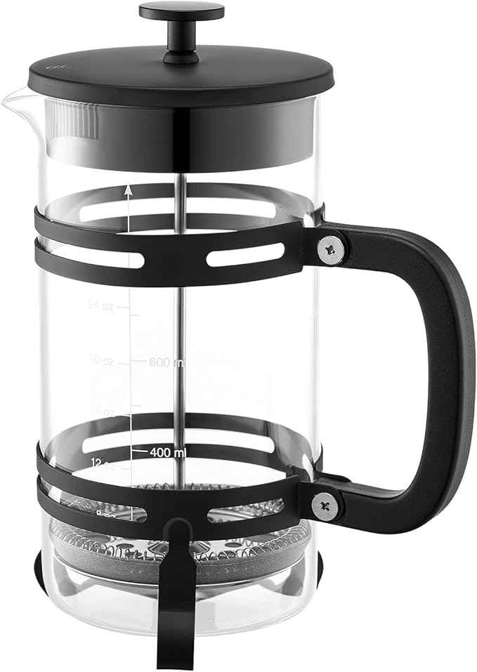 VEVOR French Press Coffee Maker, 34 Ounce 1 Liter Borosilicate Glass Coffee Press Tea Maker with Stainless Steel Filter, Large Glass French Presses Cold Brew for Camping Travel Home Kitchen, Black