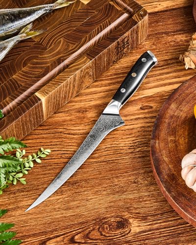 7" Japanese Damascus Fillet Knife for Fish