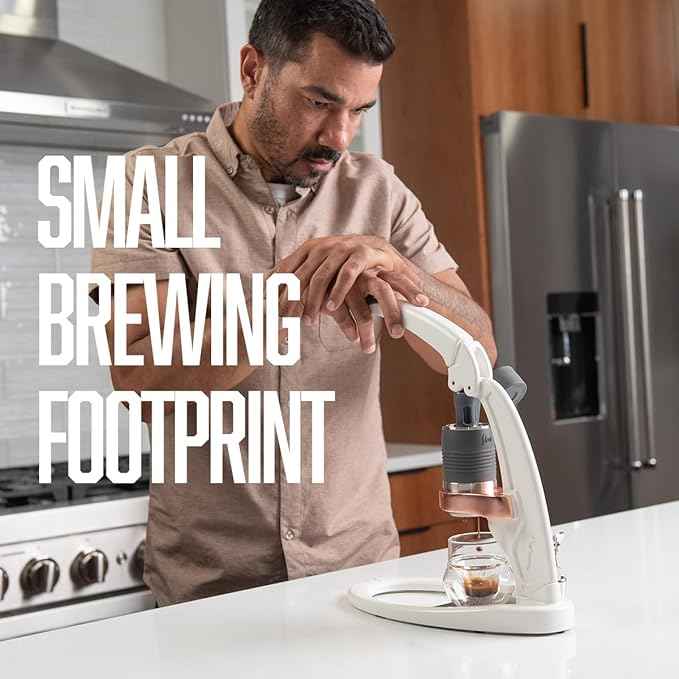 Flair UPDATED PRO 3 (White) - All manual lever espresso maker with a stainless steel brew head, pressure gauge, shot mirror and a small size