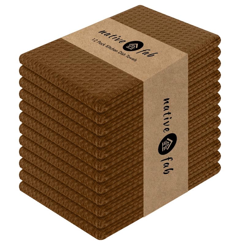 Waffle Weave Dish Towels 12 Pack 100% Cotton (12 Count)