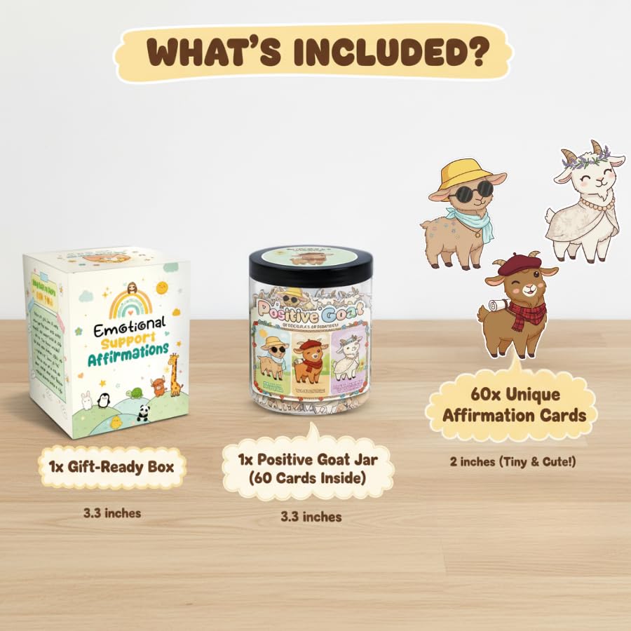 Positive Goat Jar with 60 Daily Affirmation Cards