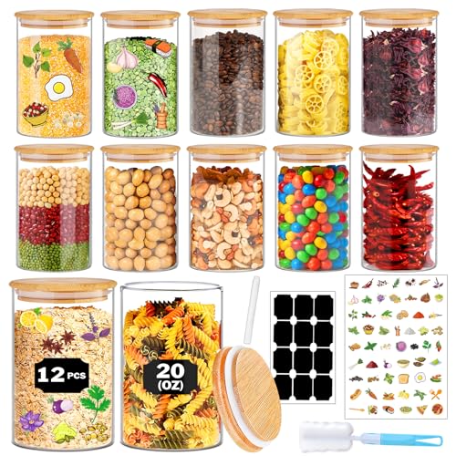 Glass Jars with Bamboo Lids 20 oz (12 Count)