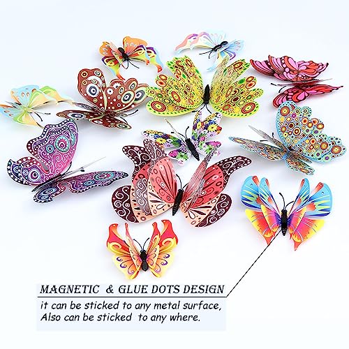 3D Butterfly Wall Decor Butterfly Decorations Stickers with Magnets (72 Count)