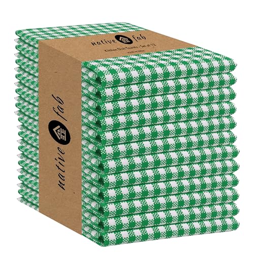 Set of 12 Gingham Mini Check Kitchen Towels 16"x26" (12 Count)