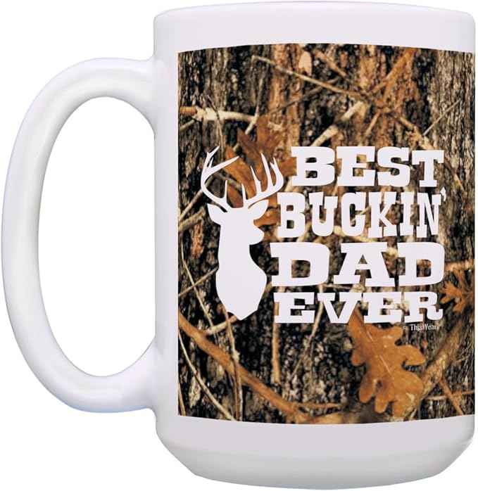 Country Dad Gifts Best Buckin Dad Ever Dad Deer Hunting Gift 15-oz Coffee Mug Tea Cup 15 oz Camo