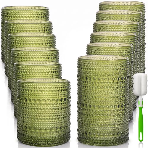 Hobnail Drinking Glasses Set of 12 Kitchen Glass Cups Glassware (12 Count)