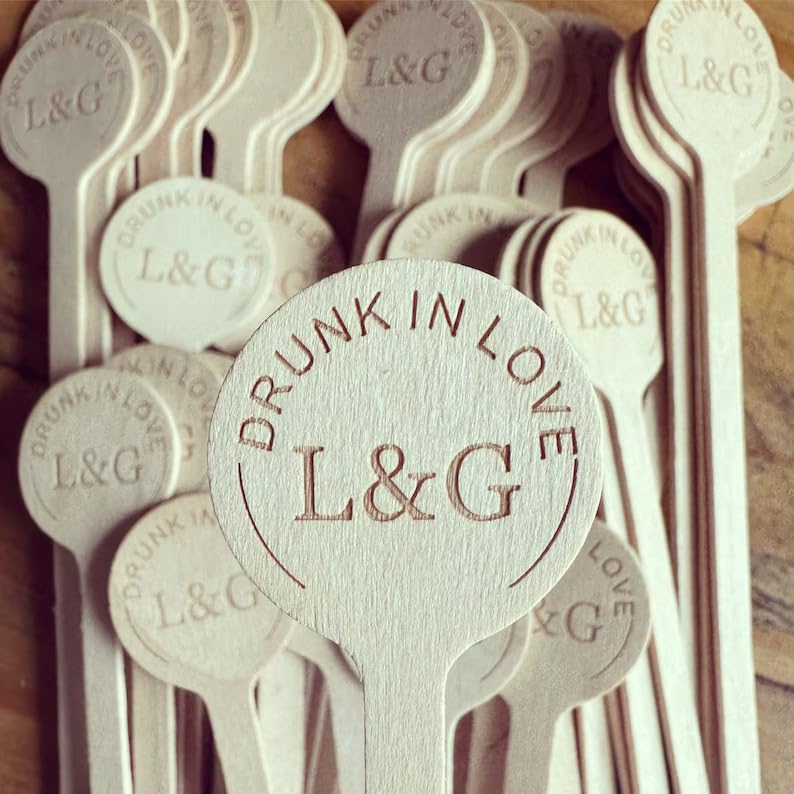 100 500 PCS Personalized Wooden Drink Stirrers