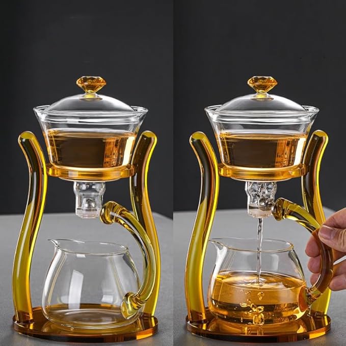 MOZEO Lazy Kungfu Teapot Glass Semi-automatic Tea Maker Suction Automatic Water Brewing Teapot Office Flower Glass Tea Set