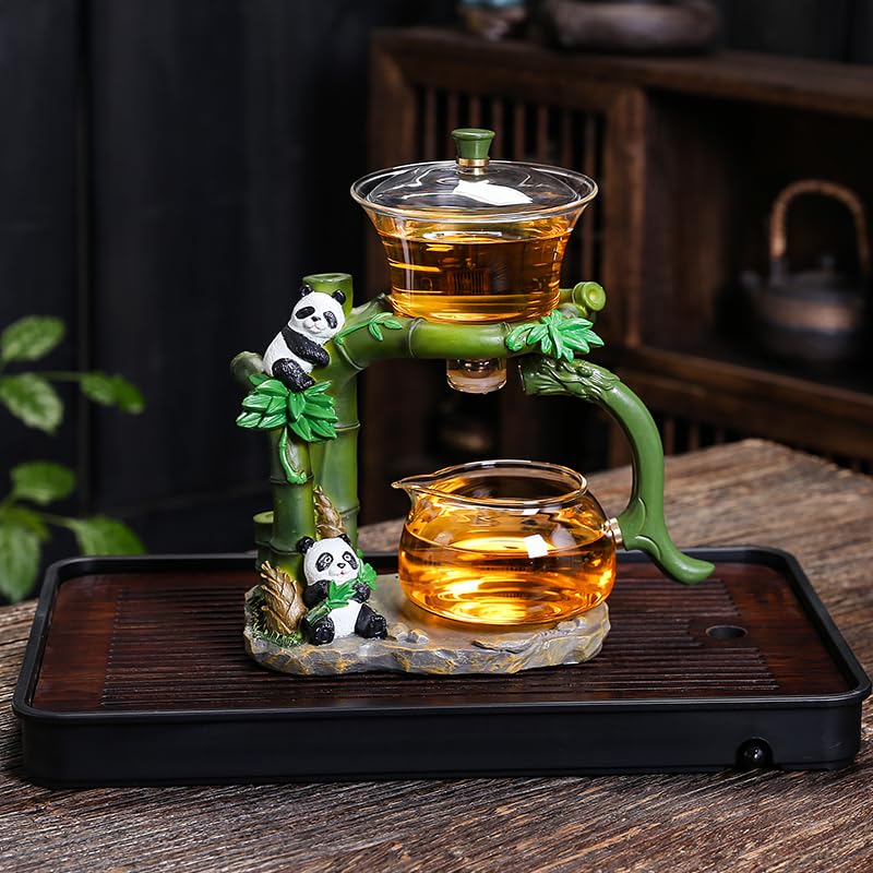 Magnetic TeaPot Automatic Drip Glass Teapots Lazy Kungfu Tea Infuser Panda Heat
