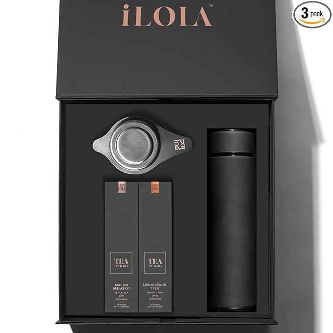 iLOLA Tea Disc Essentials Box Set | Oprah’s Favorite Things 2022 | Thermos, Infuser, English Breakfast & Lemon Ginger Tulsi Organic Loose Leaf Probiotic Tea | Christmas Birthday Employee Gift