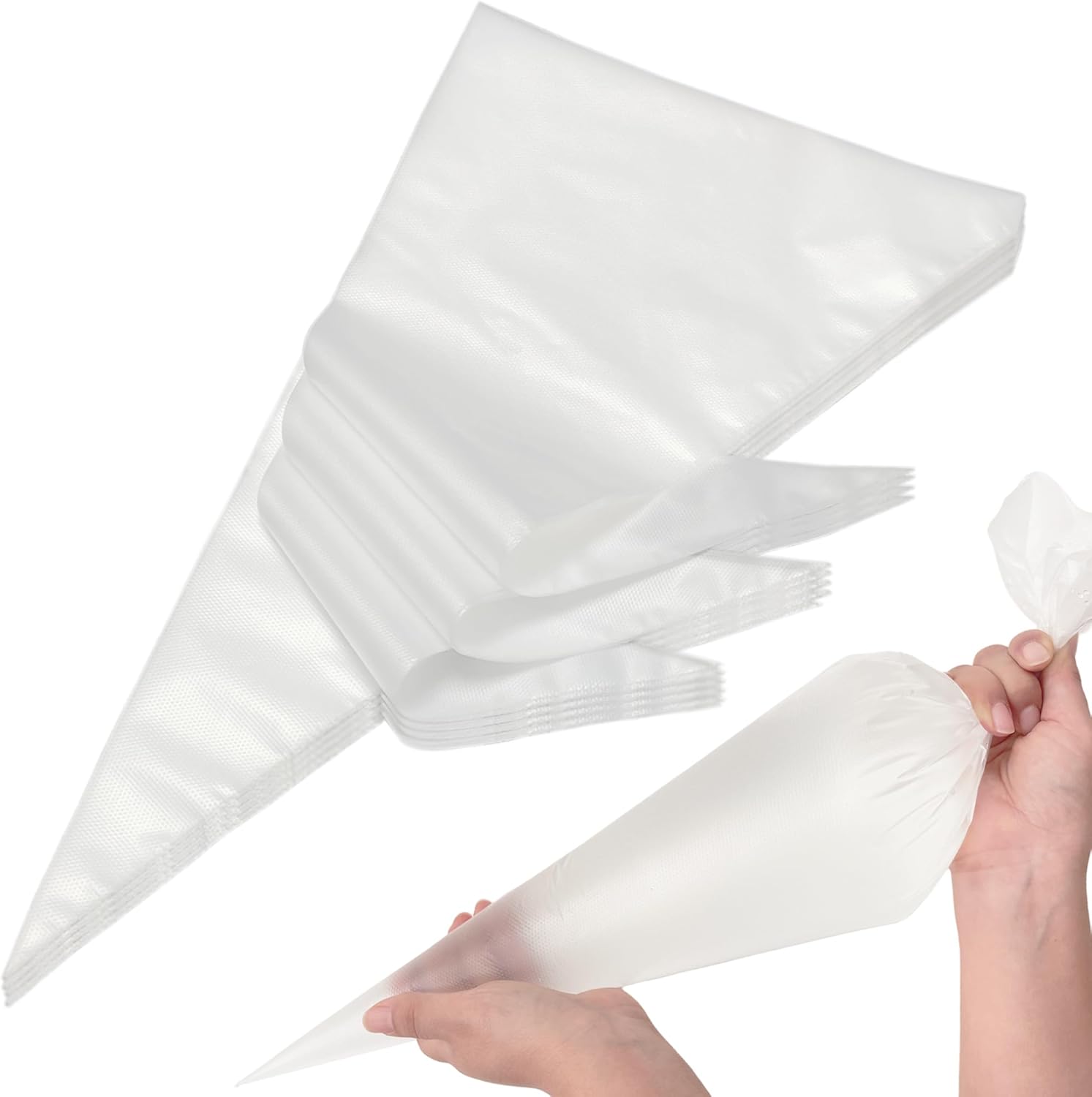 100 PCS Disposable Icing Piping Bags, HOMIOVE 23 Inch XL Large Thick Disposable Cream Frosting Bags, Anti Burst Non-Slip Design, Cake Decorating Bags for Tips Baking Cupcake
