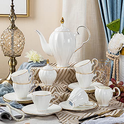 Tea Set for Adults Porcelain Coffee Tea Gift Sets Cups and for 6 with Ceramic Teapot
