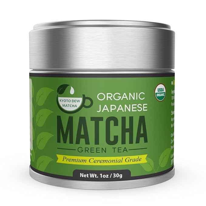 Kyoto Dew Matcha - Ceremonial Blend – Authentic Japanese First Harvest - USDA & JAS Organic Ceremonial Grade Matcha Green Tea Powder from Uji, Kyoto (30g / 1oz)