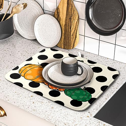 Autumn Pumpkin Dish Drying Mat for Kitchen Counter