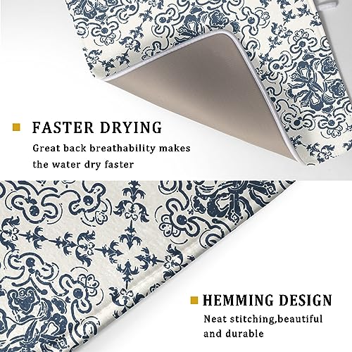 Bohemian Grey Retro Dish Drying Mat for Kitchen Counter