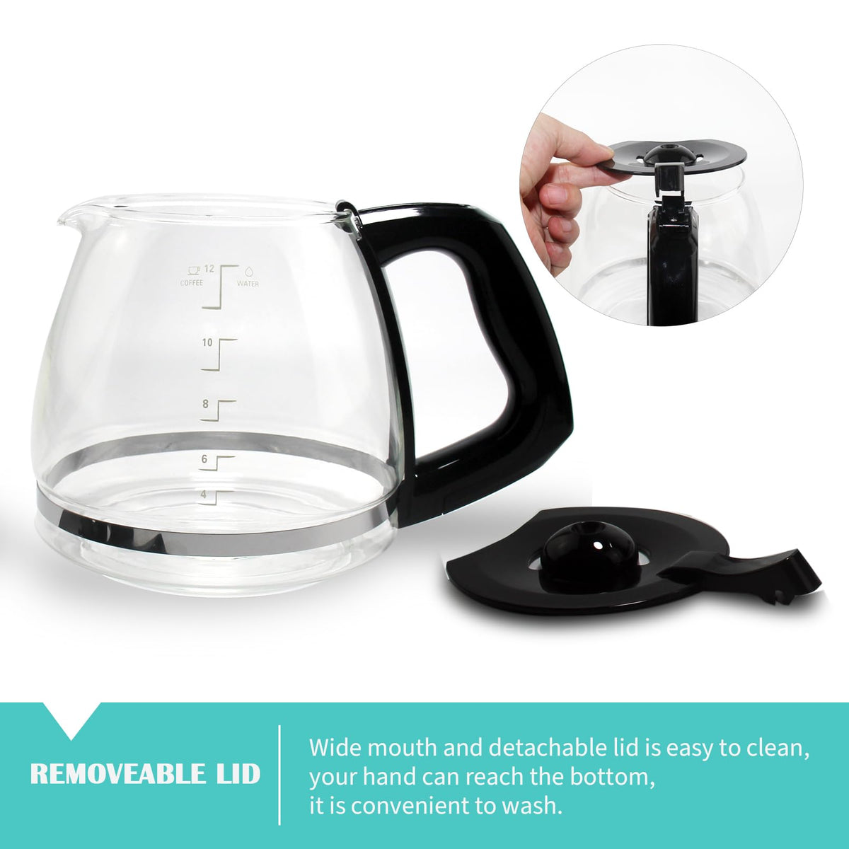Glass coffee carafe with shaped dripless pouring spout