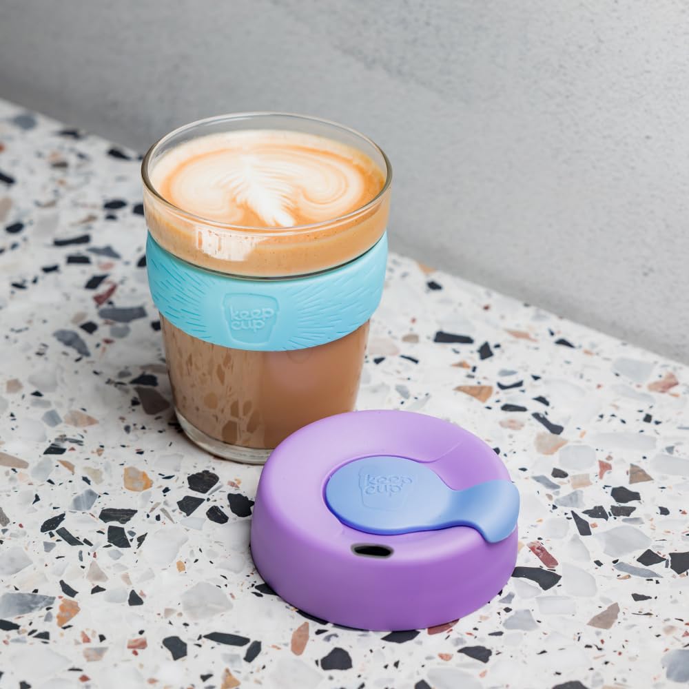 Tempered glass coffee tumbler in lilac