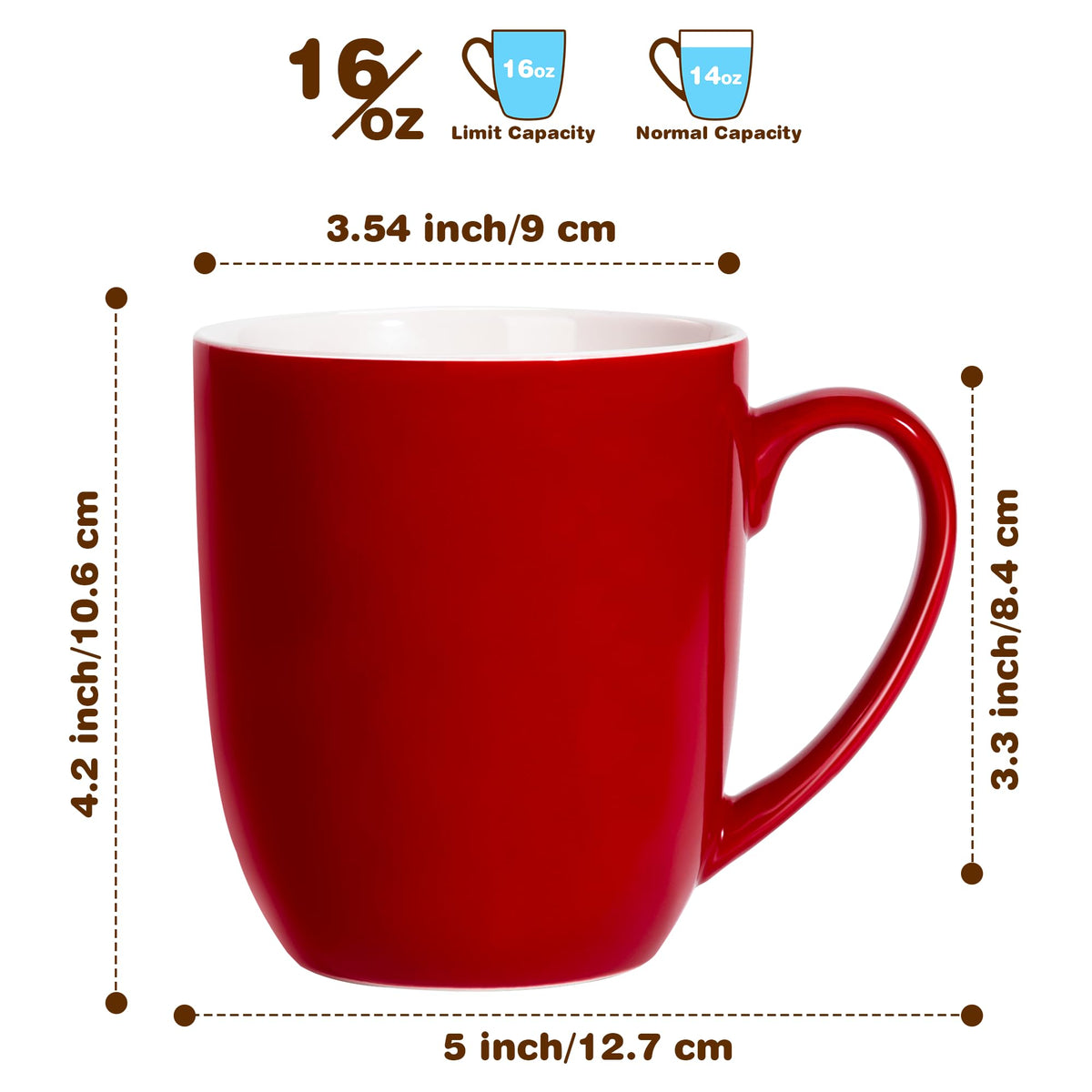 Red 16 oz ceramic mug with handle