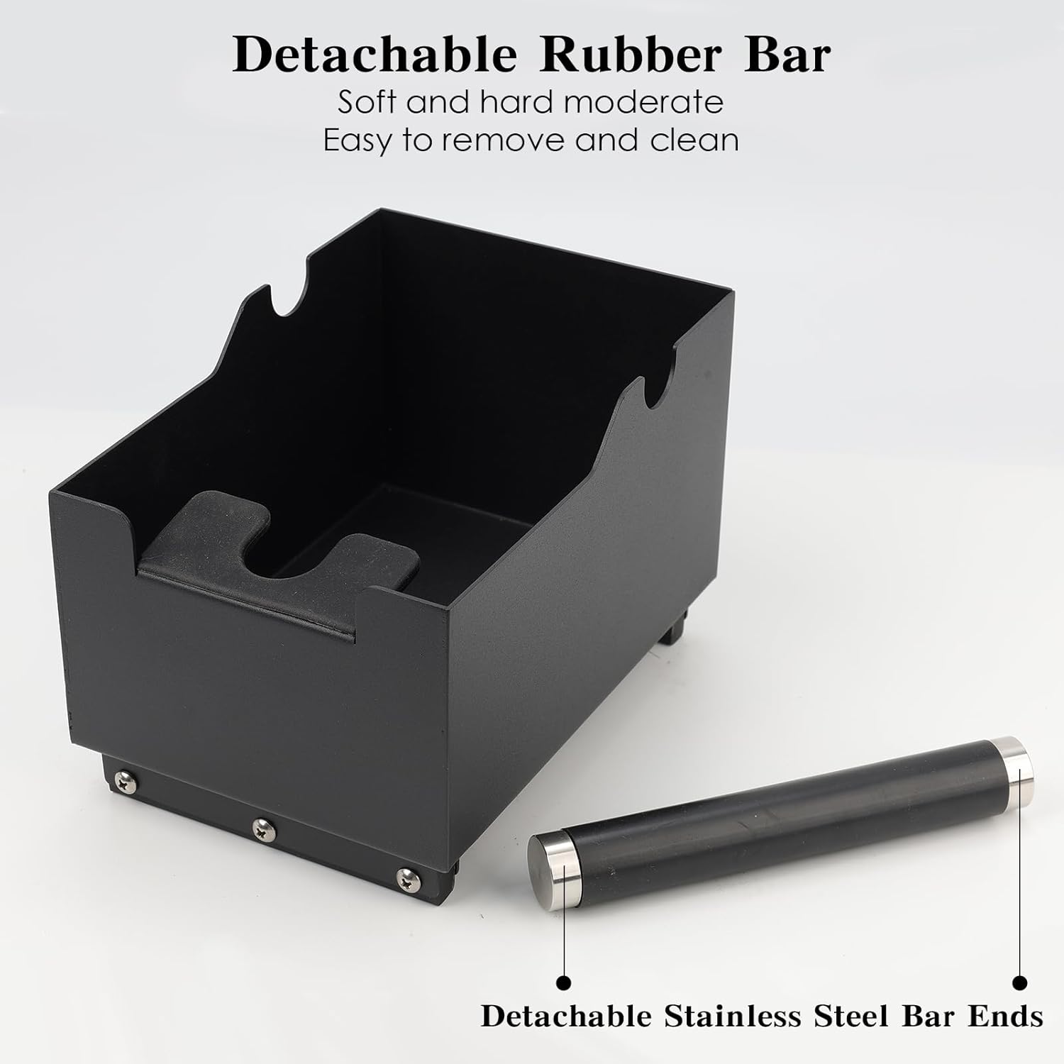 Espresso Knock Box, Stainless Steel Coffee Bag Container, With Steel Bracket And Noise Reducing Rubber Ring (Rectangle L-No base)