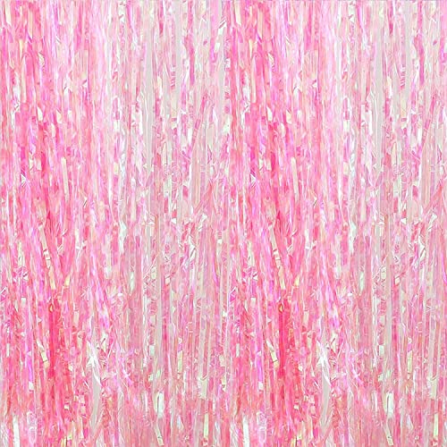 Clear Pink Streamers Party Curtain (2 Count)