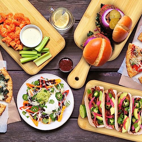 12 Packs Wooden Cutting Board Set with Handles Large Kitchen Serving Plain Chopping Board Bulk Gifts for Mom for Vegetables Meat Pizza Cheese Fruit Bread (12 Count)