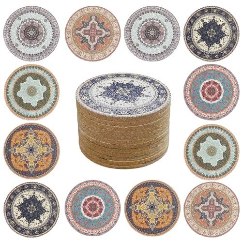 Cork Coasters for Drinks Absorbent Non Slip 12pcs 4 Inch Persian (12 Count)