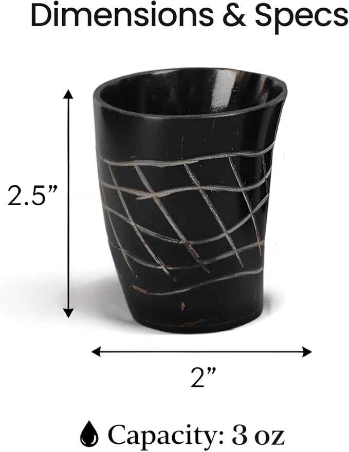 Handicrafts Home Viking Horn Shot Glasses Set of 4, Handmade Natural Ox Horn, Rustic Viking Drinkware Whiskey Shot Cups, Father’s Day Gifts, Medieval Decor Gift Set for Men & Groomsmen, Birthday Gifts