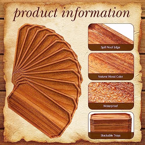 12 Pcs 10 x 5 Inch Wooden Serving Platter Bulk Acacia Wood Platters (12 Count)