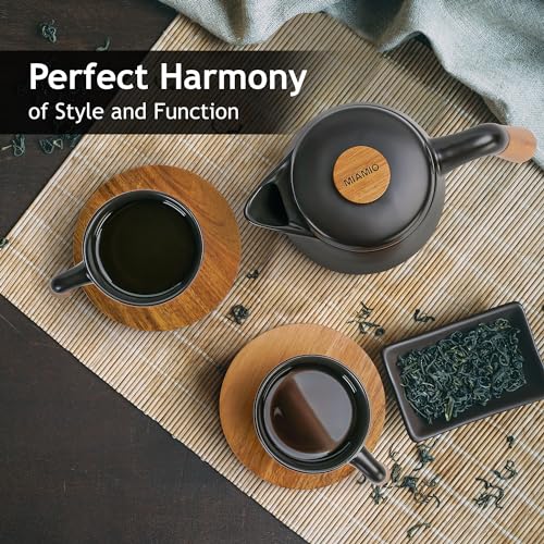 34 Oz Ceramic Tea Pot Set with Infuser and Cups