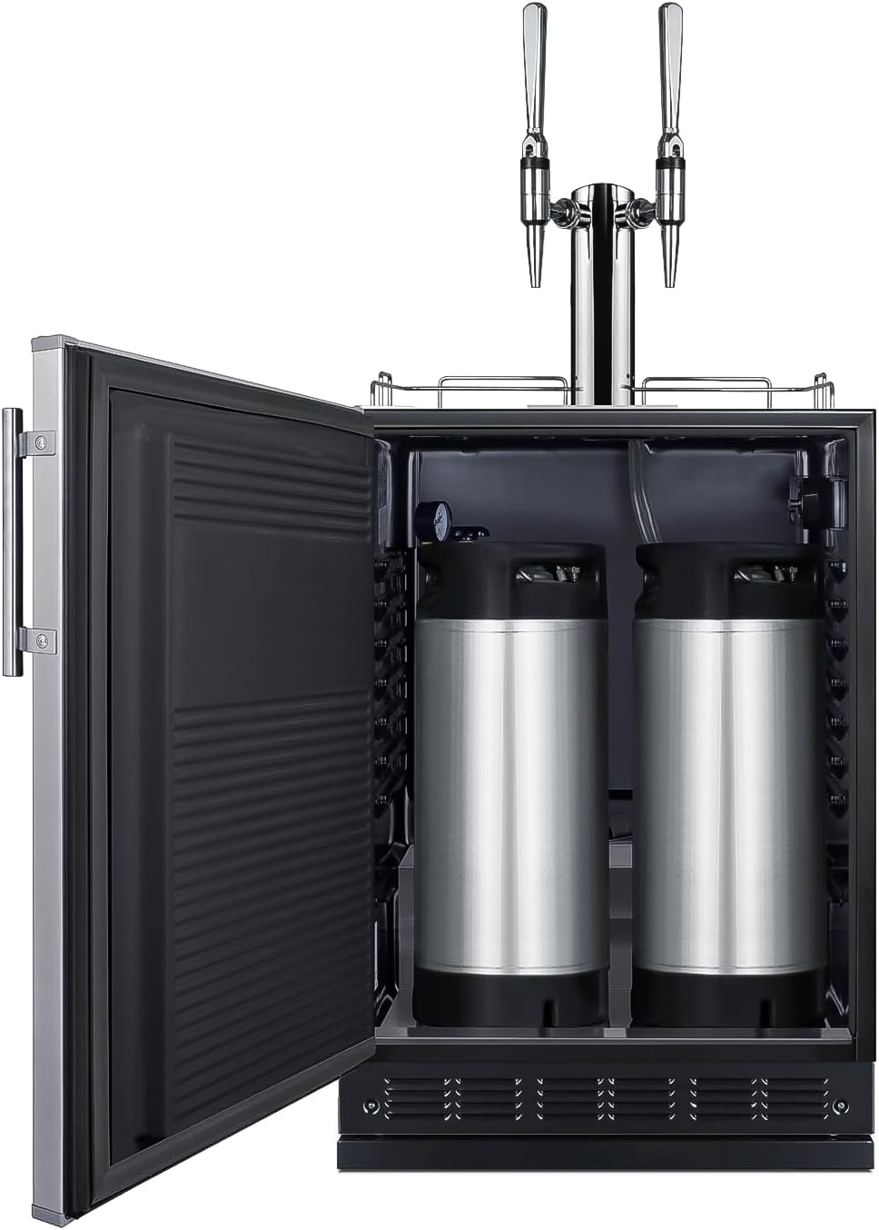 Summit Appliance 24" Wide Nitro Coffee Kegerator/Refrigerator Combo, Black Interior, Caster Wheels, Residential/Commercial Use (LHD, Nitro Coffee)