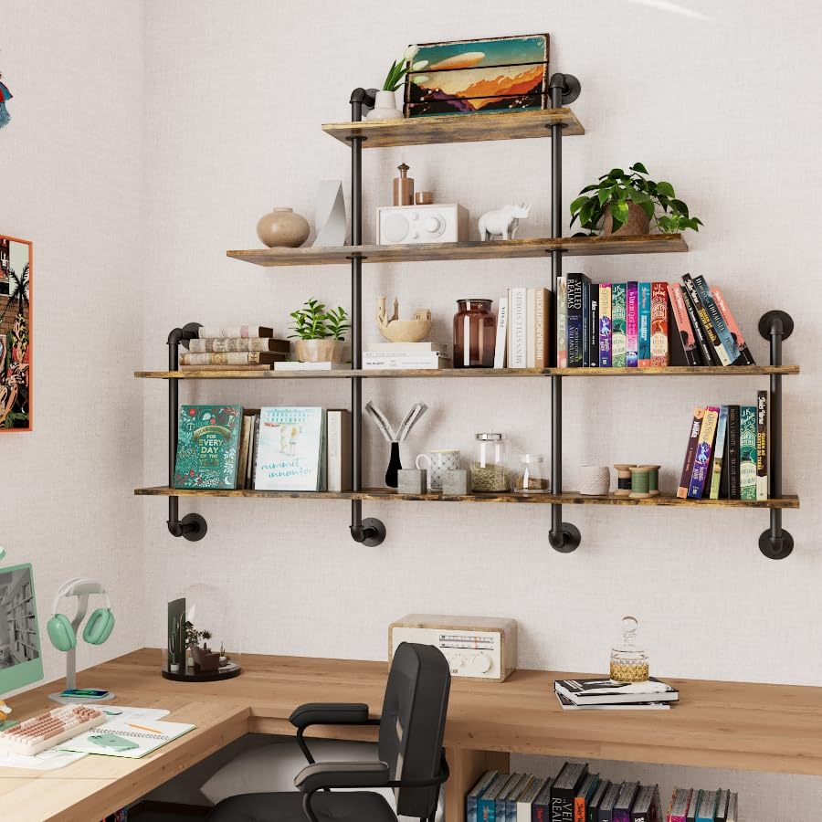 63" Industrial Pipe Shelving