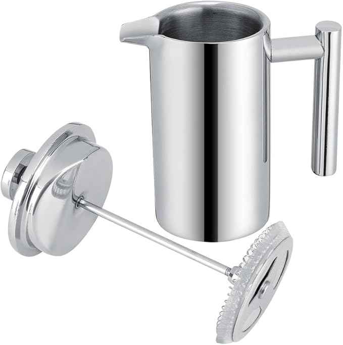 TOPINCN French Press Coffee Maker Stainless Steel Espresso & Tea French Press Maker- Double Wall,Rust-, 350ml