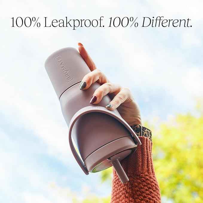 BrüMate Resa 35oz 100% Leakproof Travel Tumbler with Handle & Straw | Flexible SoftSip Straw | Silicone Sleeve for Durability | Stainless Steel | Cup Holder & Travel Friendly Water Bottle | (Cedar)