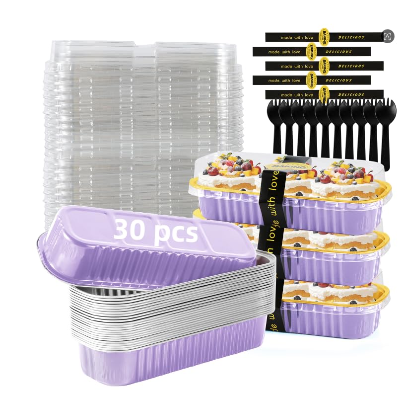Lavender Purple Mini Loaf Pans with Lids & Spoons (30 Count)