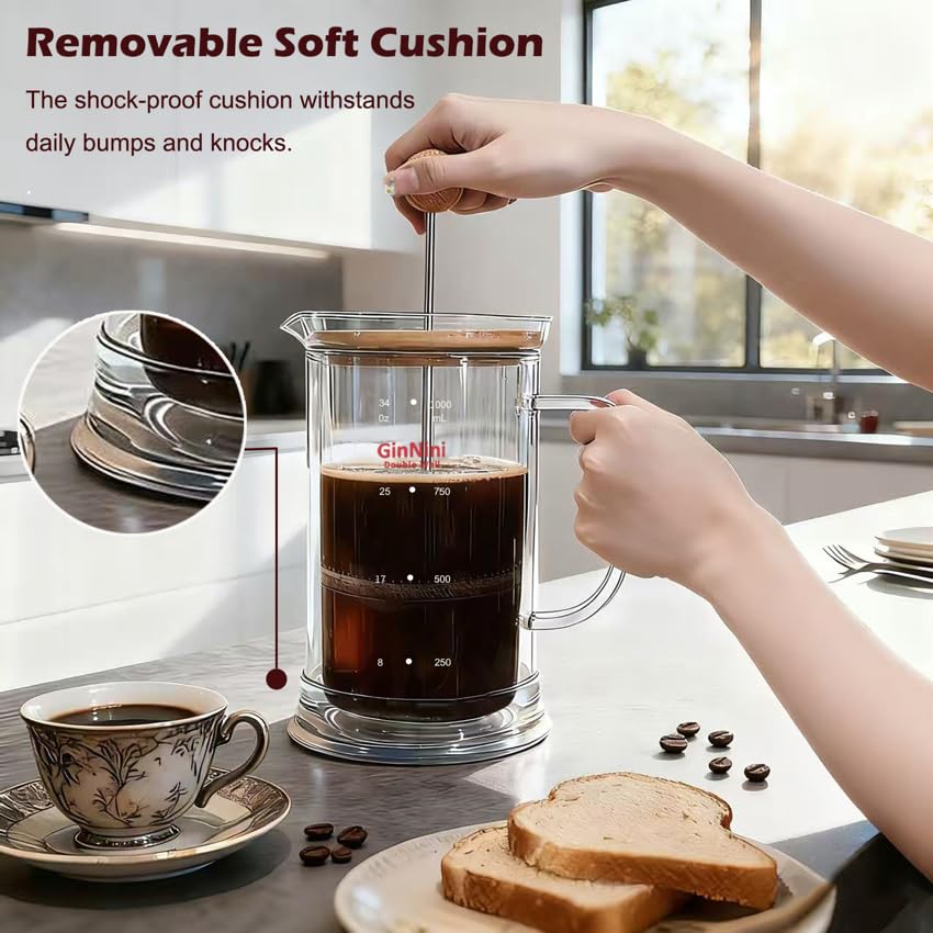 34oz French Press Coffee & Tea Maker Double (33.814 Fl Oz)