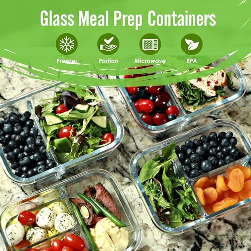 Glass Meal Prep Containers 2 & 3 Compartments Leak (4 Count)