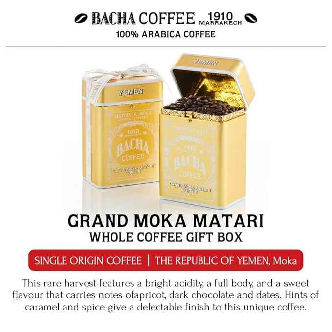 Bacha Coffee | Grand Moka Matari Single Origin, Whole Beans, Medium Dark Roast, 100% Arabica Specialty Coffee, 250g Signature Nomad Collection, Gift Box