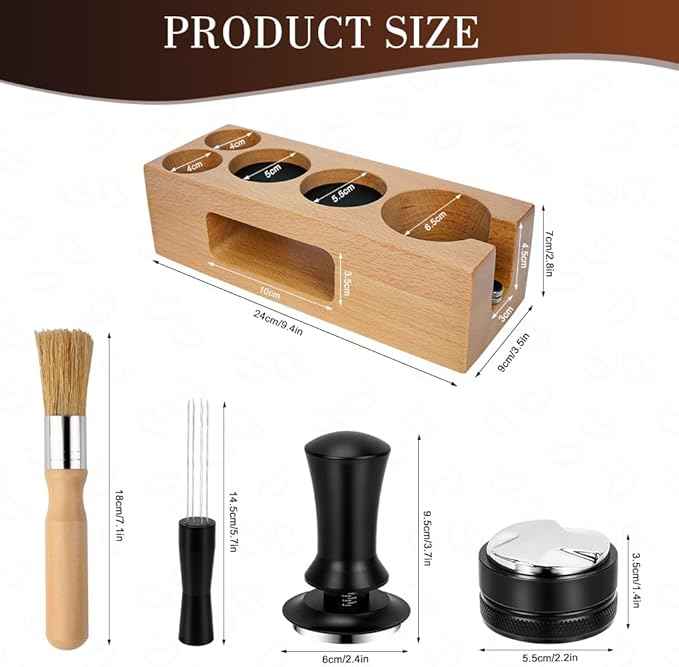 Y-Step 5 Pack Espresso Tamper Set Espresso Accessories Kit, With Espresso Tamper Coffee Distributor, Espresso Stirrer, Espresso Tamping Station, Coffee Clean Brush, Espresso Tools for Coffee Bar, 51mm