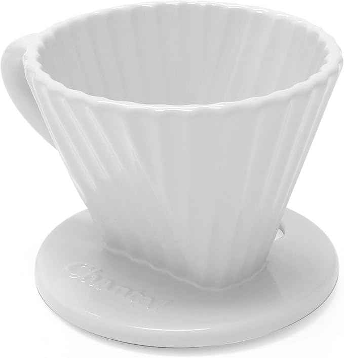 Chantal "Lotus" ceramic pour over coffee dripper, 8 ounces, White