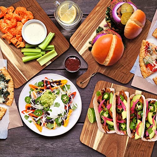 12 Packs Wooden Cutting Board Set with Handles Large Kitchen Serving Plain Chopping Board Bulk Gifts for Mom for Vegetables Meat Pizza Cheese Fruit Bread (12 Count)