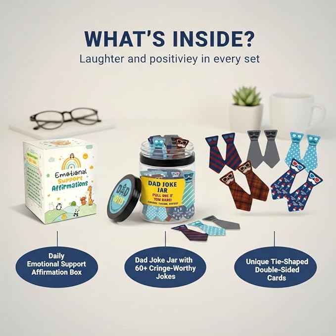 60 Dad Jokes Cards Jar, Funny Birthday Gift for Dads from Daughter, Stocking Stuffers, Christmas White Elephant Gifts for Adults, Men Granpa Gift, Funny Gag Gifts for Men