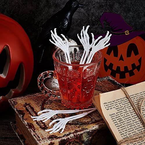 100 Pcs Halloween Swizzle Sticks Skeleton Cocktail Garnish