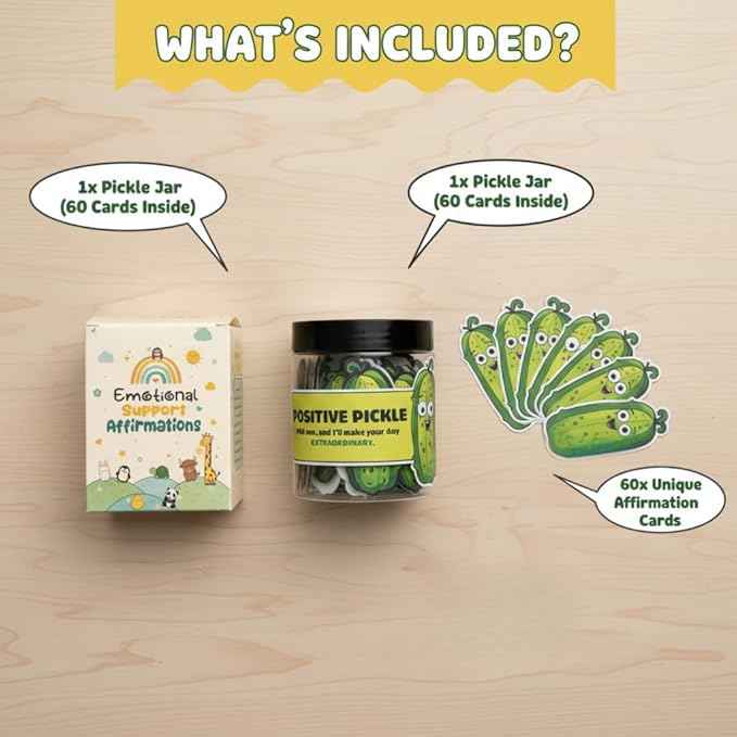 60 Positive Pickle Cards Jar, Easter Basket Stuffers for Teens, Graduation Gifts, Birthday Gifts for Mom, Women, Coworkers, Adults, Teachers, Teen Girl Gifts Trendy Stuff