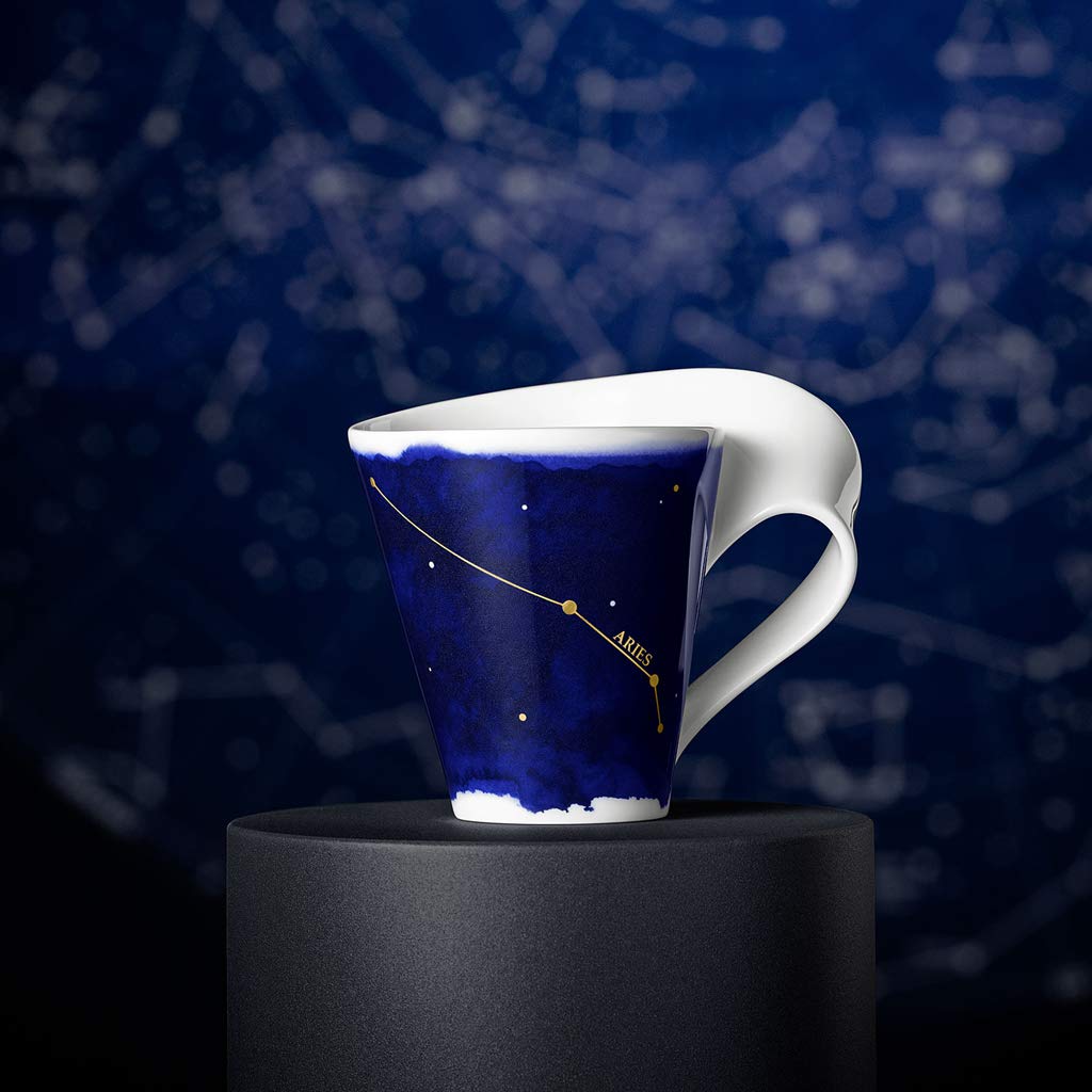 Navy porcelain mug with gold star motif