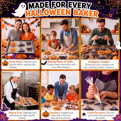 3 Pcs 7.5 Inch Large Halloween Cookie Cutters Set Extra Large Pumpkin Witch's Hat Cat Shapes Stainless Steel Metal Giant Cookie Cutters Molds for Halloween Day Baking Party Kitchen Accessory (3 Count)