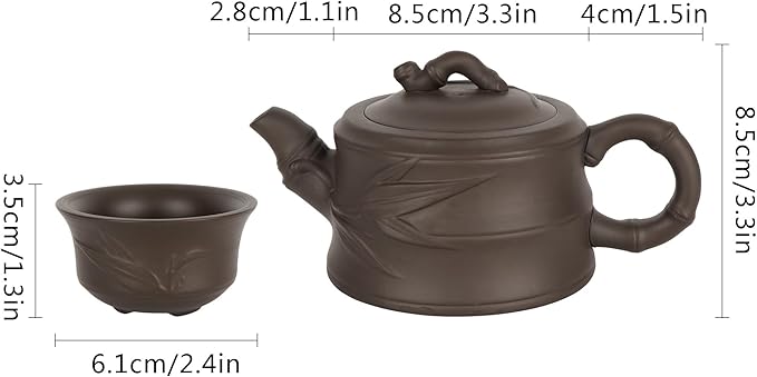 Goclothod Chinese Kungfu Teapot Handmade Tea Set Purple Clay Teapot Ceramic Teapot Teacups (Brown)