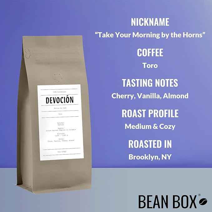 Bean Box Coffee Sampler - Roasted by Devocion, 4-Pack, Freshly Ground Coffee, Gourmet Coffee