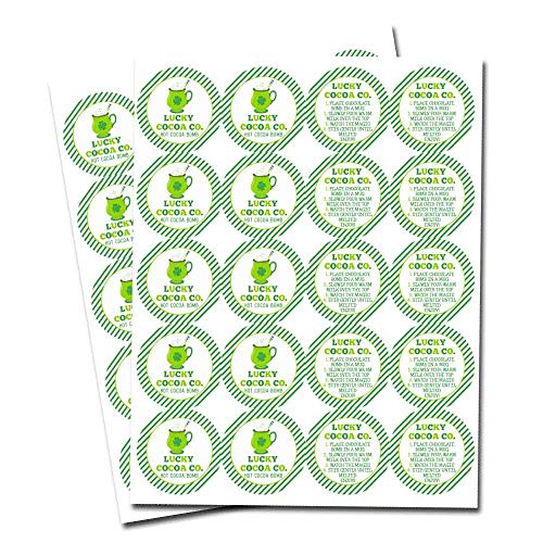Lucky Cocoa Co. Festive Mug Themed St. Patrick's Day Hot Cocoa Bomb Packaging Sticker Labels