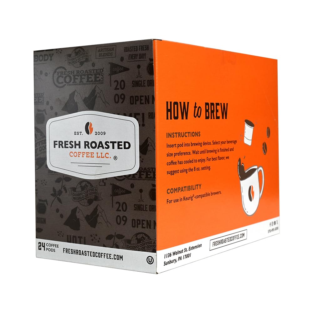 Fresh Roasted Coffee, Breakfast Blend, Light Roast, 24 Pods for K Cup Brewers